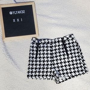 Houndstooth High-Waisted Shorts